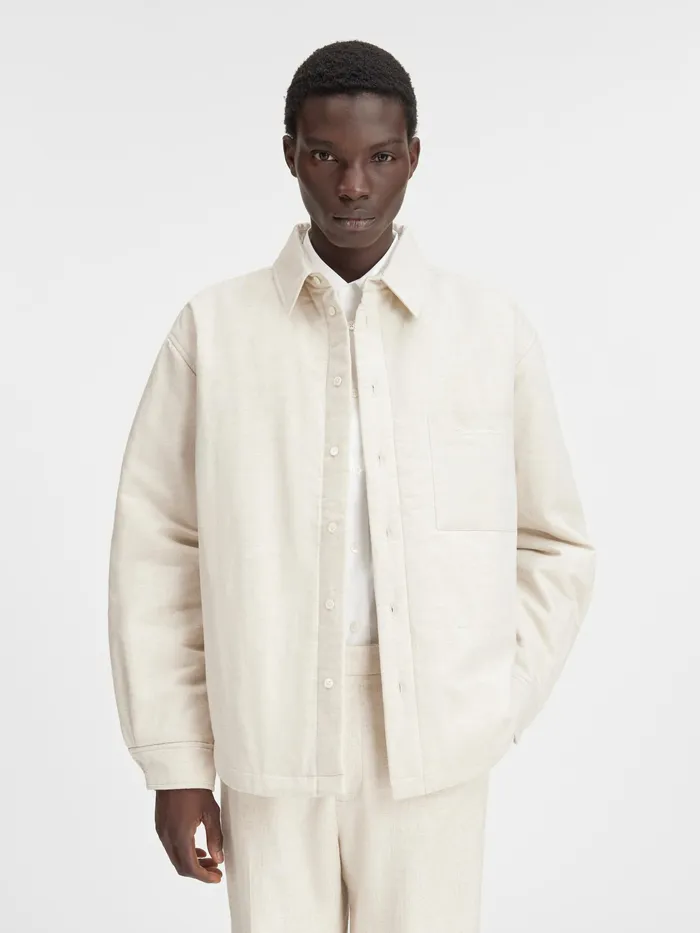 JACQUEMUS Shirts Puffed Overshirt Light Beige 8211 Men