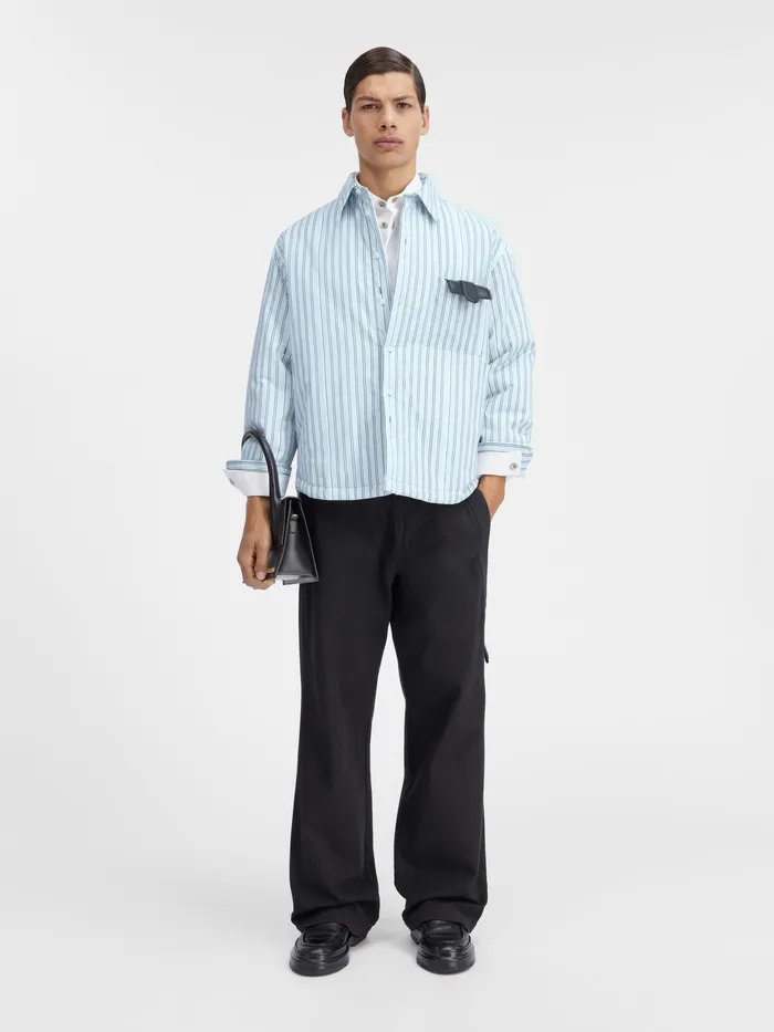 JACQUEMUS Shirts Puffed Overshirt Pint Blue Stripe 8211 Men