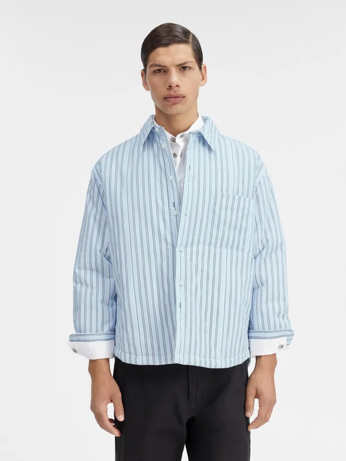 JACQUEMUS Shirts Puffed Overshirt Pint Blue Stripe 8211 Men
