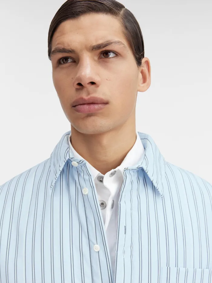 JACQUEMUS Shirts Puffed Overshirt Pint Blue Stripe 8211 Men