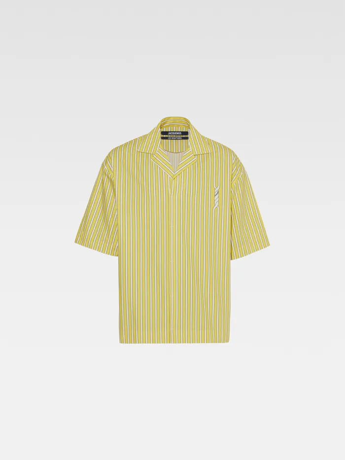 JACQUEMUS Shirts Twisted Stripe Polo Print Twist Stp Yellowwhite 8211 Men