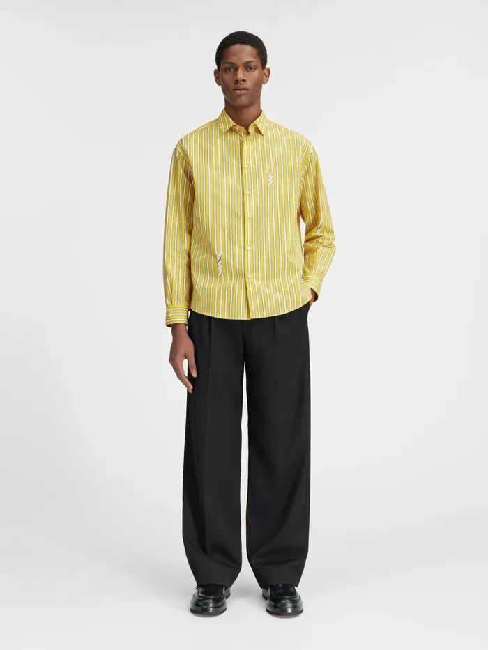 JACQUEMUS Shirts Twisted Stripe Shirt Print Twist Stp Yellowwhite 8211 Men