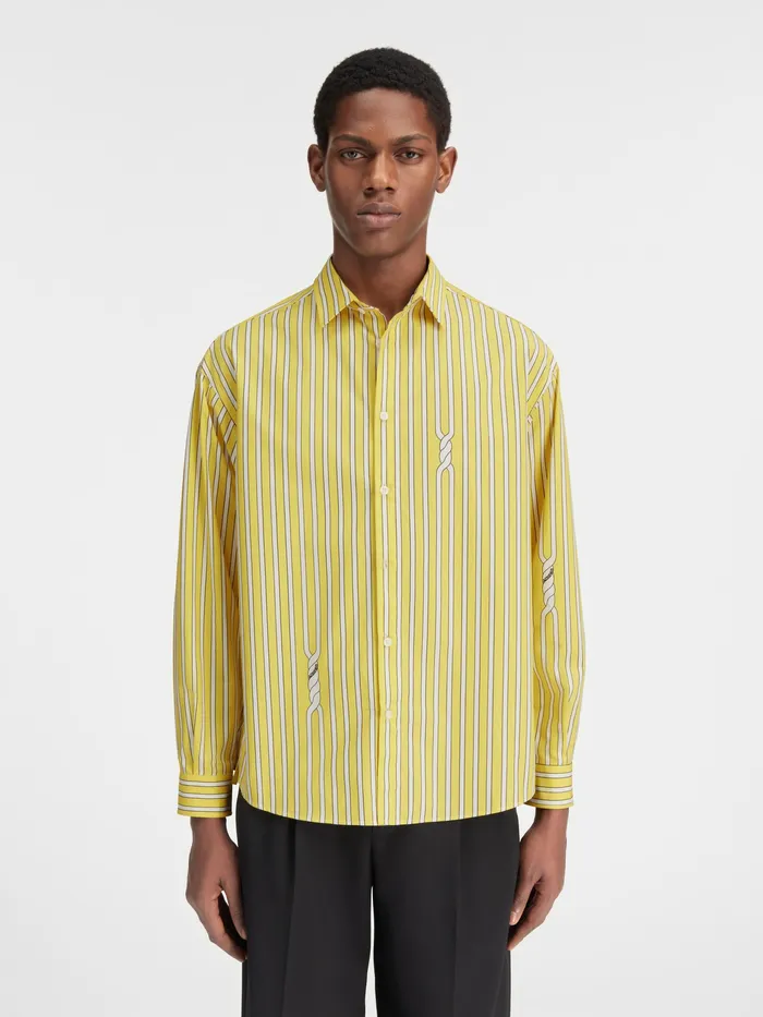 JACQUEMUS Shirts Twisted Stripe Shirt Print Twist Stp Yellowwhite 8211 Men