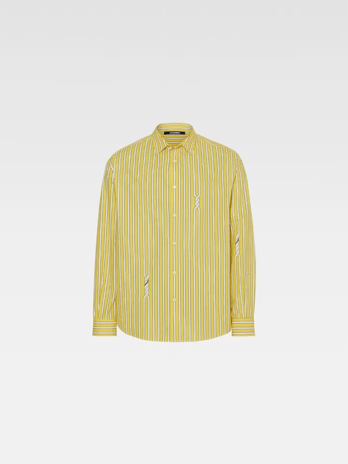 JACQUEMUS Shirts Twisted Stripe Shirt Print Twist Stp Yellowwhite 8211 Men