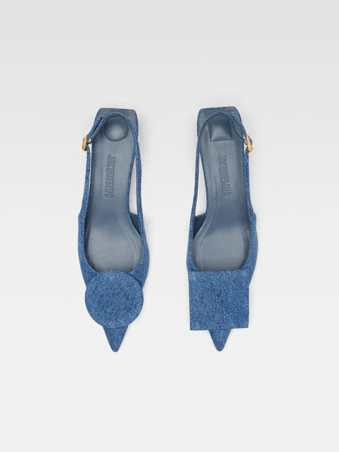 JACQUEMUS Shoes Circle Square Kitten Heels Blue 8211 Women