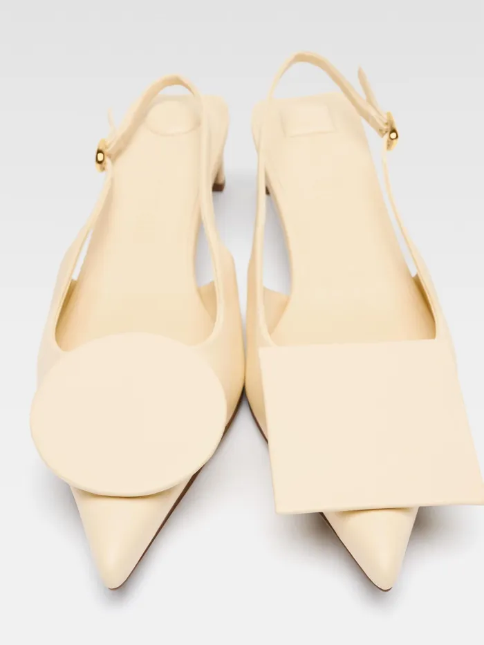 JACQUEMUS Shoes Circle Square Kitten Heels Ivory 8211 Women