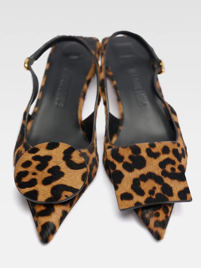 JACQUEMUS Shoes Circle Square Kitten Heels Print Leopard Brown 8211 Women