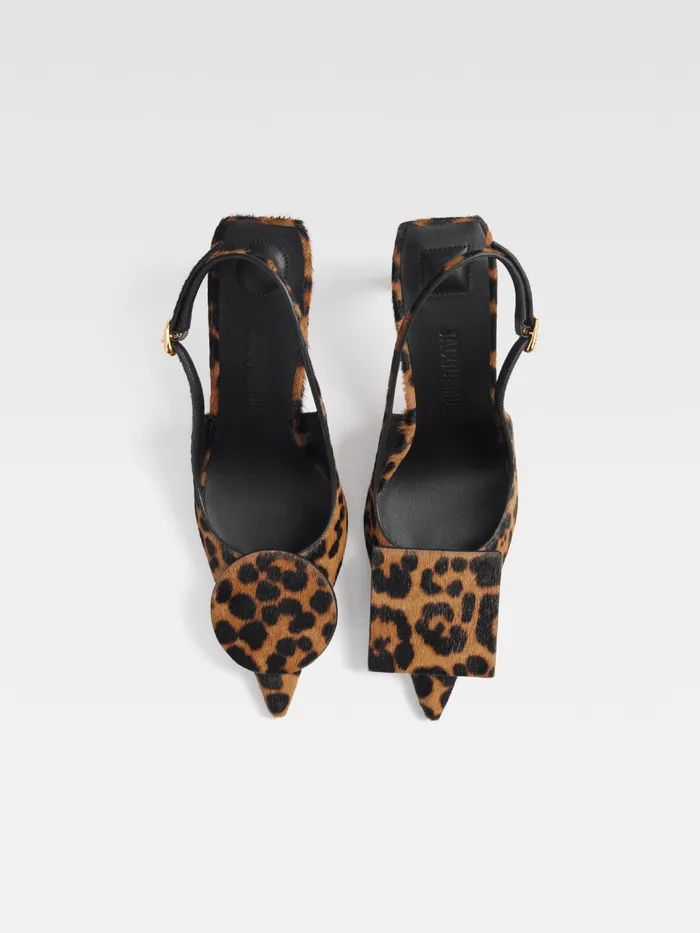 JACQUEMUS Shoes Circle Square Pumps Print Leopard Brown 8211 Women