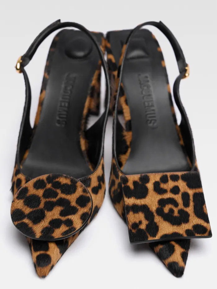 JACQUEMUS Shoes Circle Square Pumps Print Leopard Brown 8211 Women