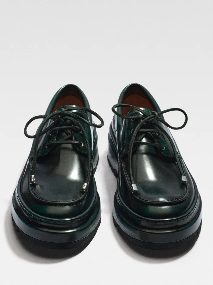 JACQUEMUS Shoes Double Boat Shoes Dark Green 8211 Men