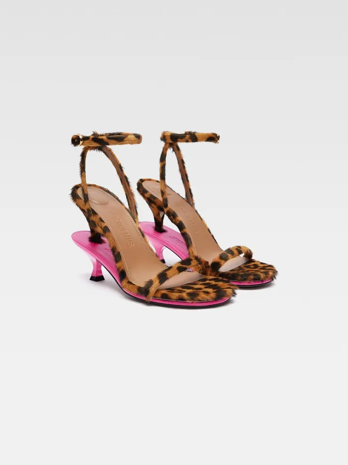 JACQUEMUS Shoes Double Sandals Leopard Brownpink 8211 Women