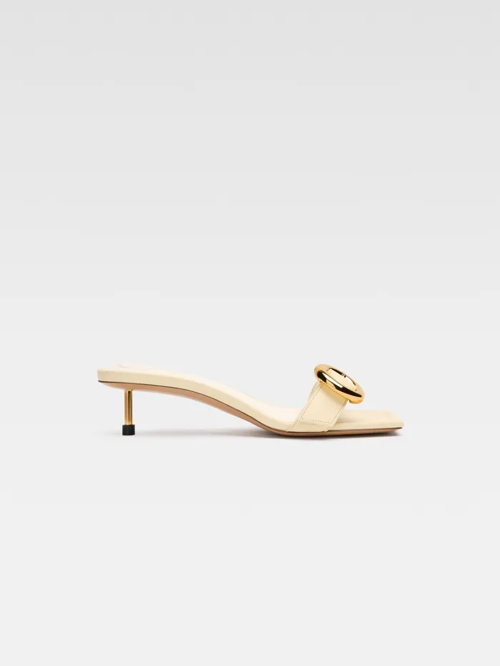 JACQUEMUS Shoes Geometric Buckle Mules Ivory 8211 Women