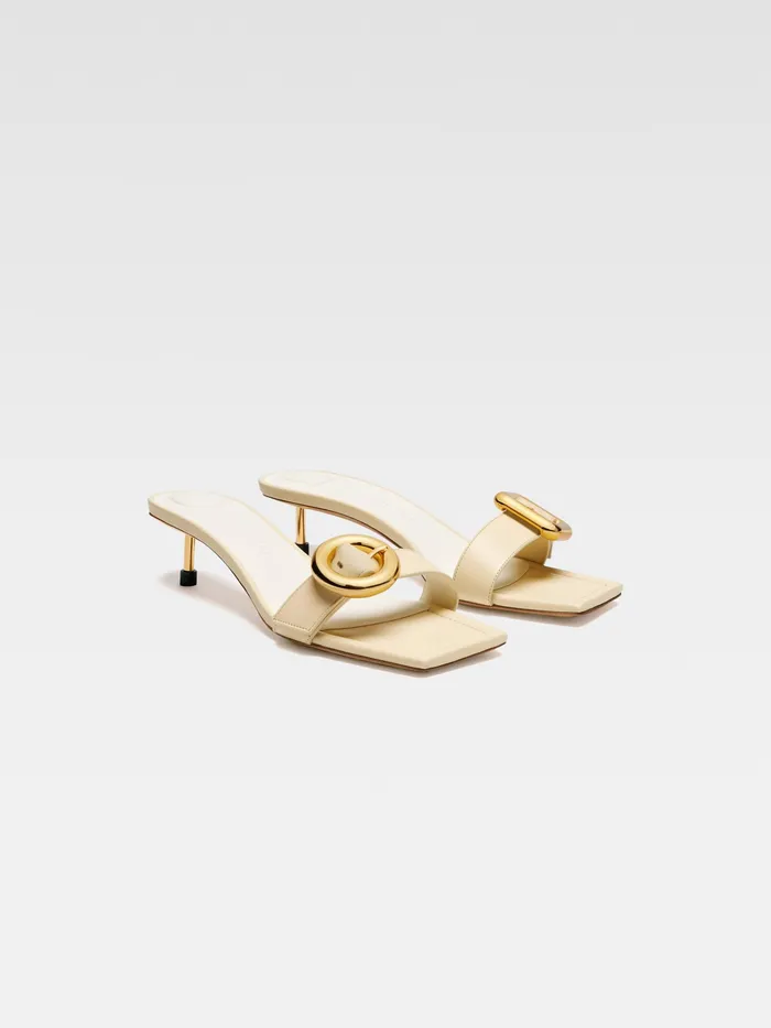 JACQUEMUS Shoes Geometric Buckle Mules Ivory 8211 Women