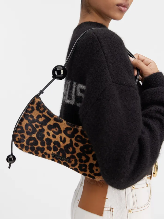 JACQUEMUS Shoulder Bags Beaded Shoulder Bag Print Leopard Brown 8211 Women
