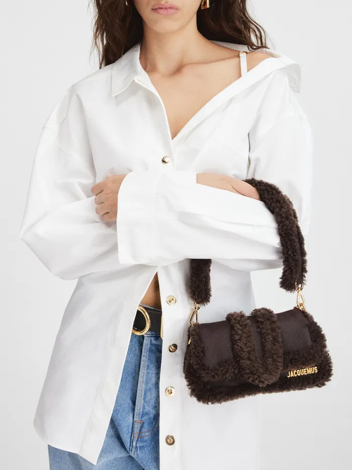 JACQUEMUS Shoulder Bags Mini Puffed Shearling Bag Dark Brown 8211 Women