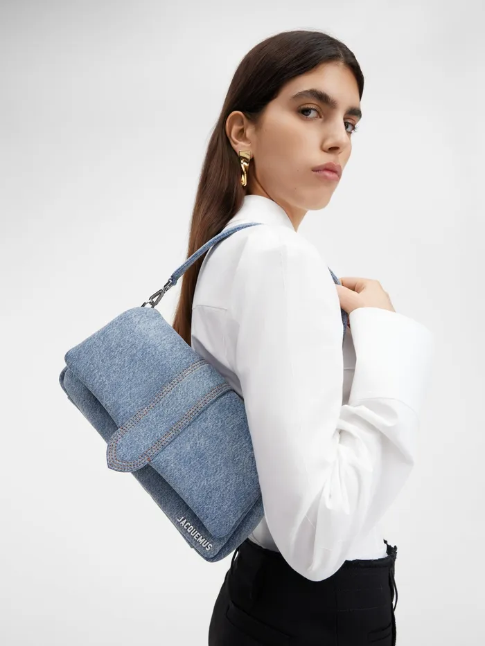 JACQUEMUS Shoulder Bags Puffed Denim Flap Bag Blue 8211 Women