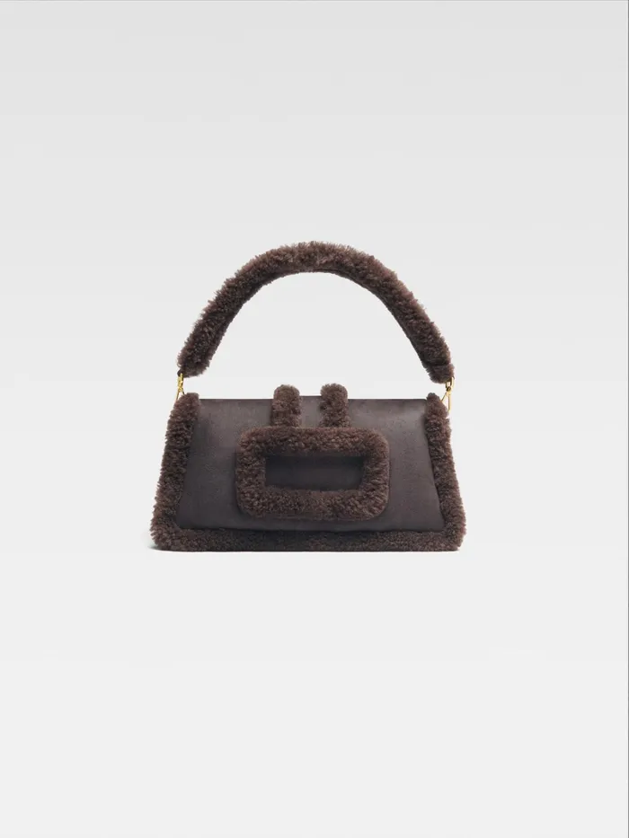 JACQUEMUS Shoulder Bags Puffed Shearling Flap Bag Dark Brown 8211 Women