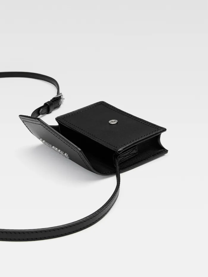JACQUEMUS Small Leather Goods Envelope Neck Pouch Black 8211 Men