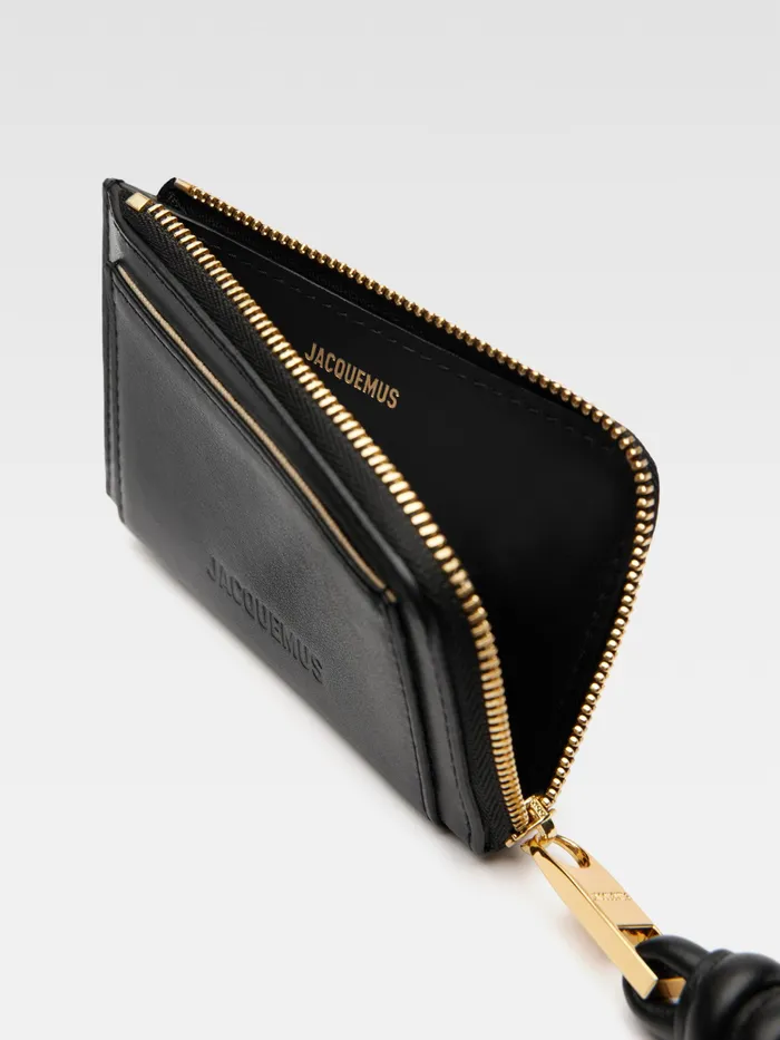 JACQUEMUS Small Leather Goods Knotted Card Holder Black 8211 Women