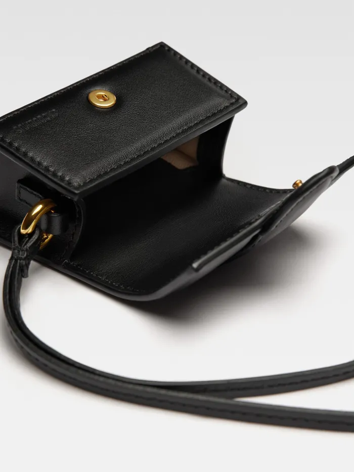 JACQUEMUS Small Leather Goods Mini Flap Airpods Case Black 8211 Women