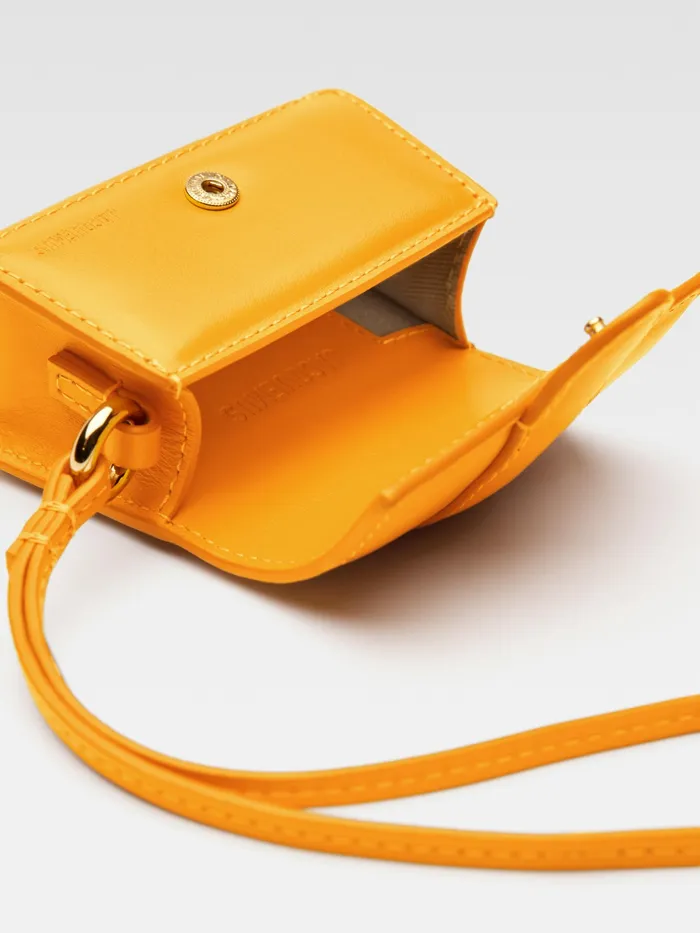 JACQUEMUS Small Leather Goods Mini Flap Airpods Case Dark Orange 8211 Men