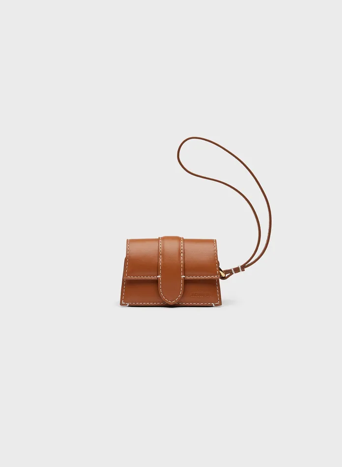 JACQUEMUS Small Leather Goods Mini Flap Airpods Case Light Brown 8211 Men
