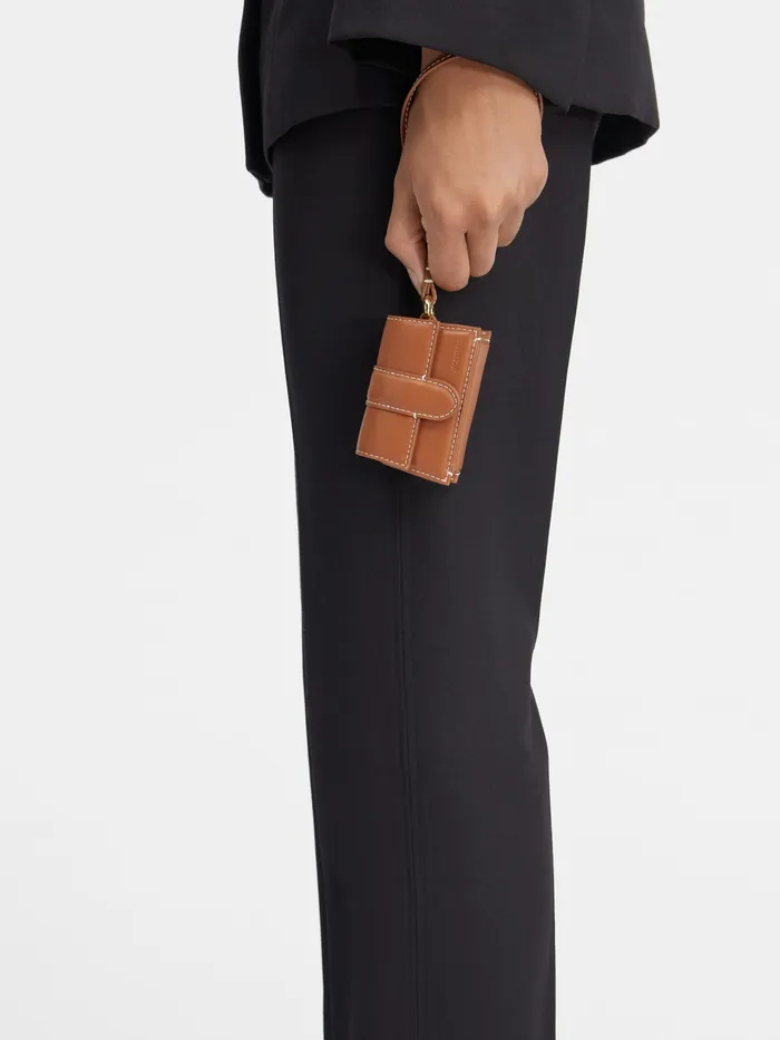 JACQUEMUS Small Leather Goods Mini Flap Airpods Case Light Brown 8211 Women