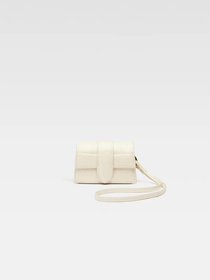 JACQUEMUS Small Leather Goods Mini Flap Airpods Case Light Ivory 8211 Women