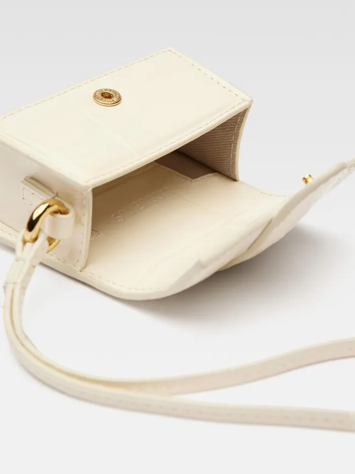 JACQUEMUS Small Leather Goods Mini Flap Airpods Case Light Ivory 8211 Women