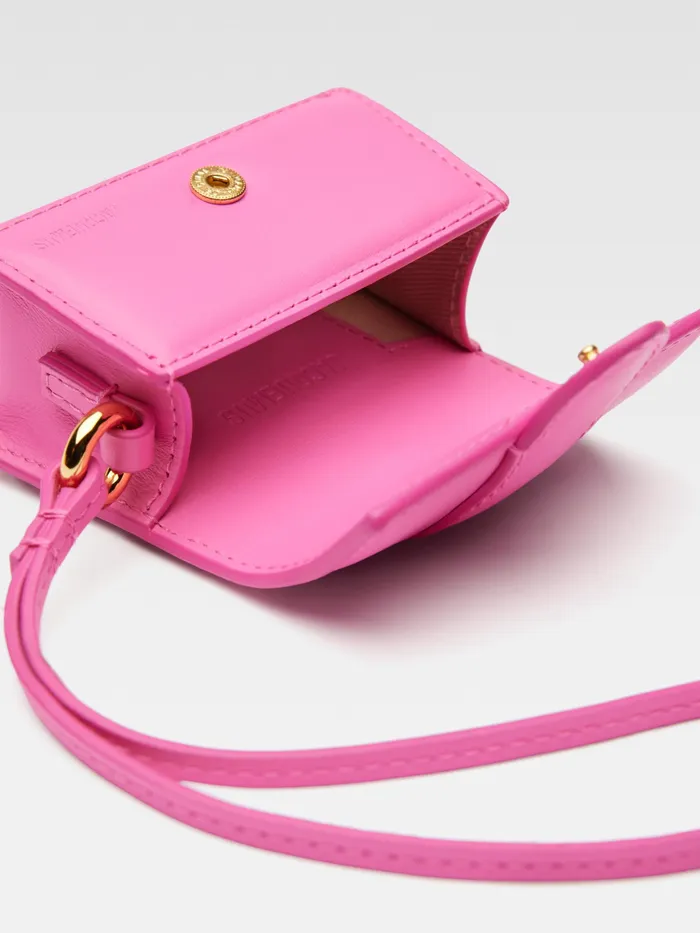 JACQUEMUS Small Leather Goods Mini Flap Airpods Case Neon Pink 8211 Women