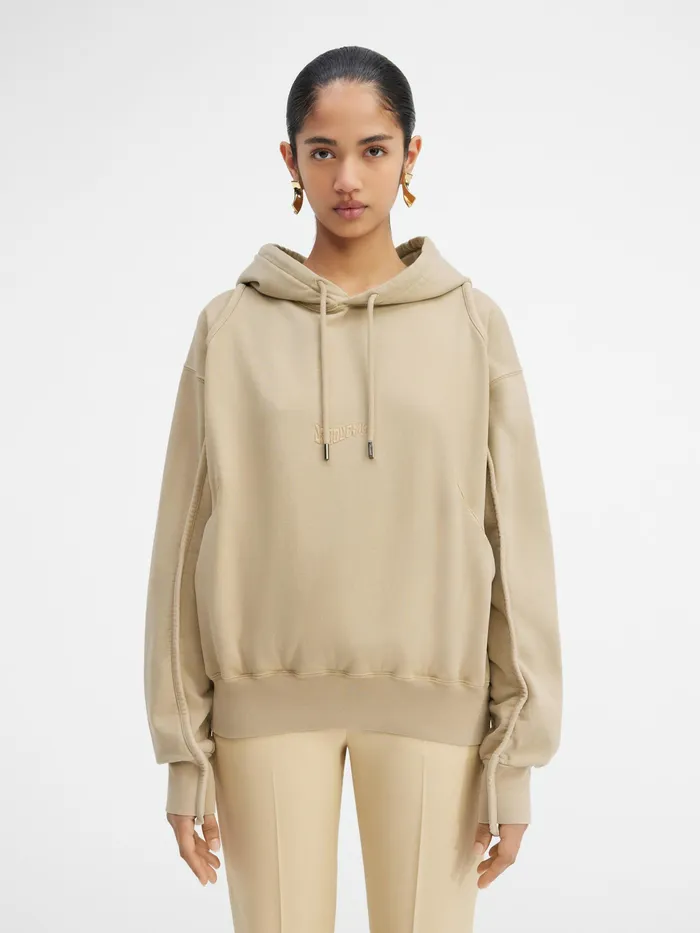 JACQUEMUS Sweatshirts and Joggings Clay Logo Hoodie Beige 8211 Women