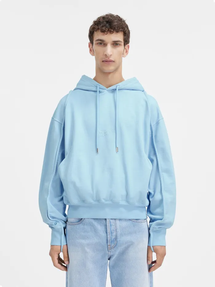 JACQUEMUS Sweatshirts and Joggings Clay Logo Hoodie Light Blue 8211 Men