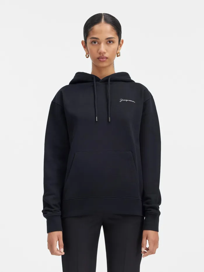 JACQUEMUS Sweatshirts and Joggings Embroidered Logo Hoodie Black 8211 Women
