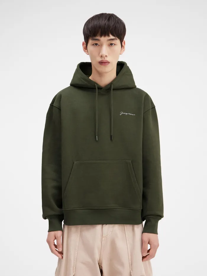 JACQUEMUS Sweatshirts and Joggings Embroidered Logo Hoodie Khaki 8211 Men