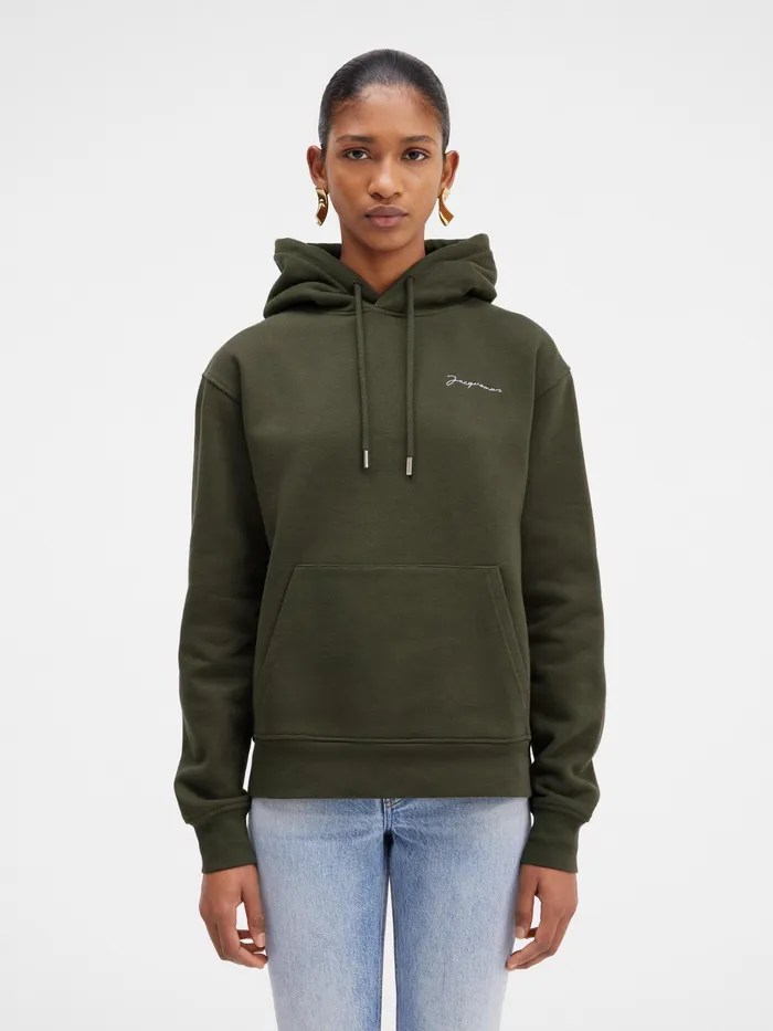 JACQUEMUS Sweatshirts and Joggings Embroidered Logo Hoodie Khaki 8211 Men