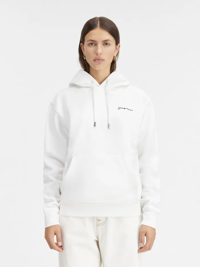 JACQUEMUS Sweatshirts and Joggings Embroidered Logo Hoodie White 8211 Women