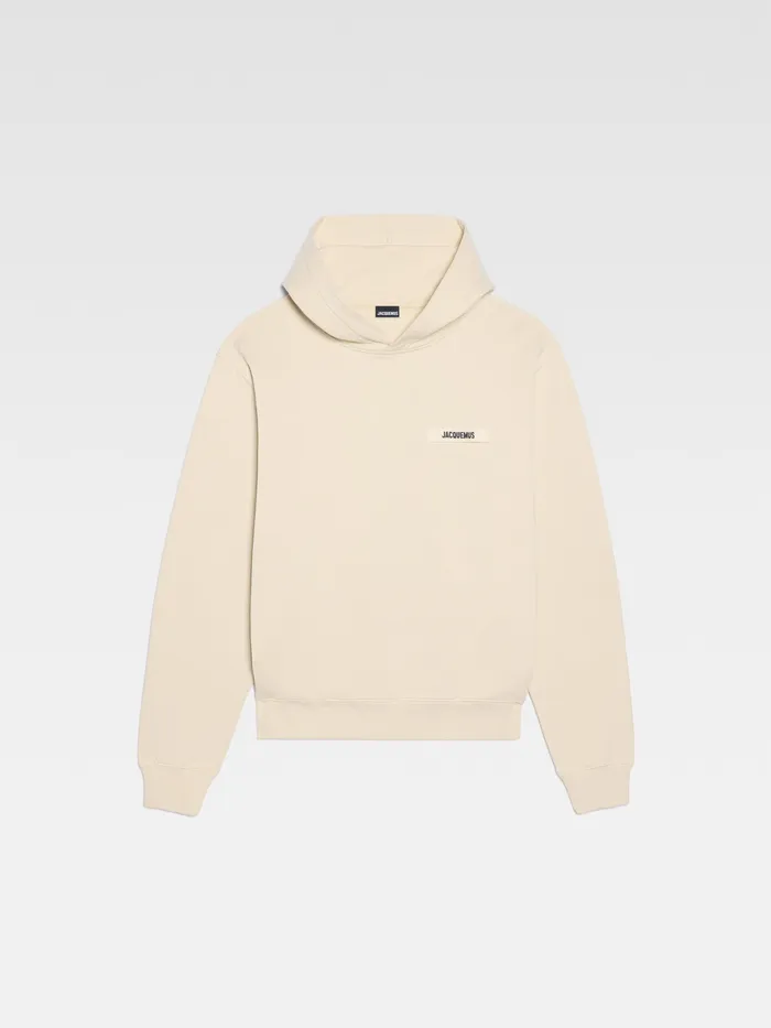 JACQUEMUS Sweatshirts and Joggings Grosgrain Logo Hoodie Beige 8211 Men