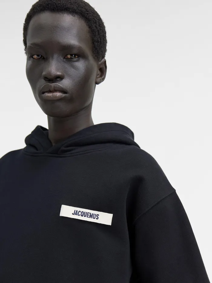 JACQUEMUS Sweatshirts and Joggings Grosgrain Logo Hoodie Black 8211 Men