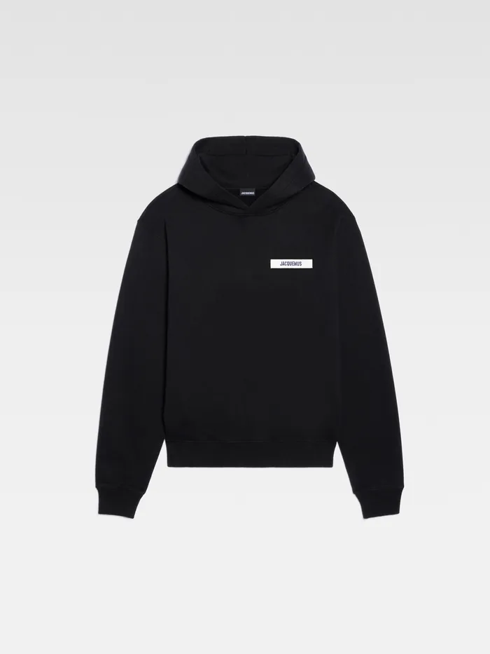 JACQUEMUS Sweatshirts and Joggings Grosgrain Logo Hoodie Black 8211 Men