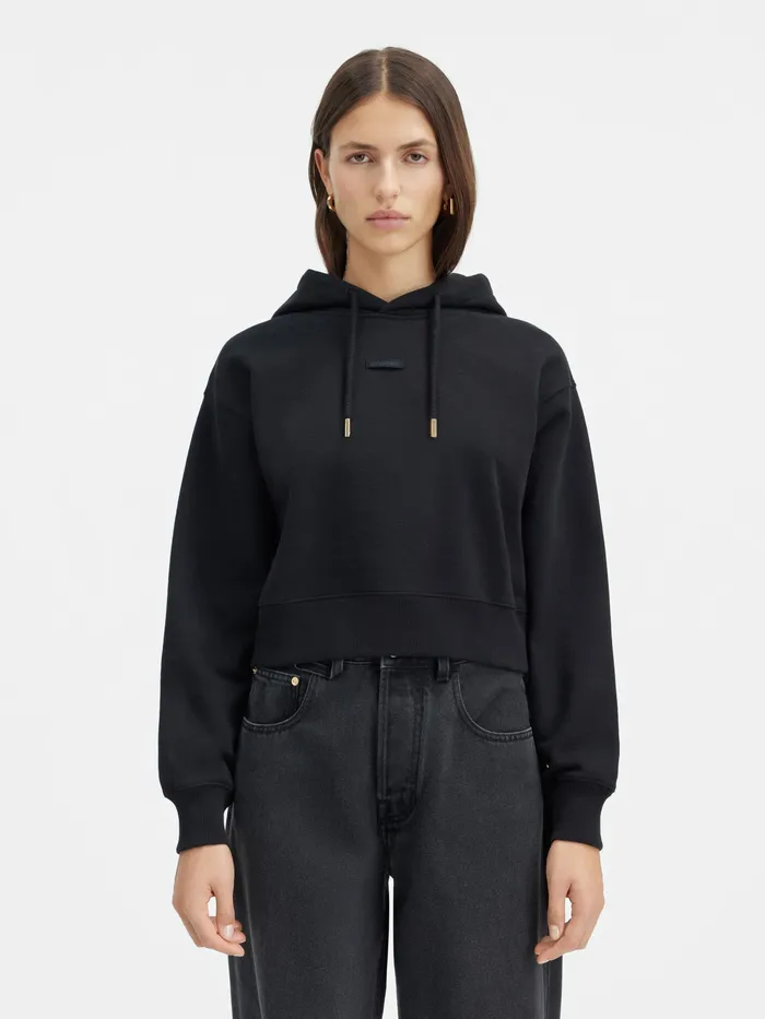 JACQUEMUS Sweatshirts and Joggings Grosgrain Logo Hoodie Black 8211 Women