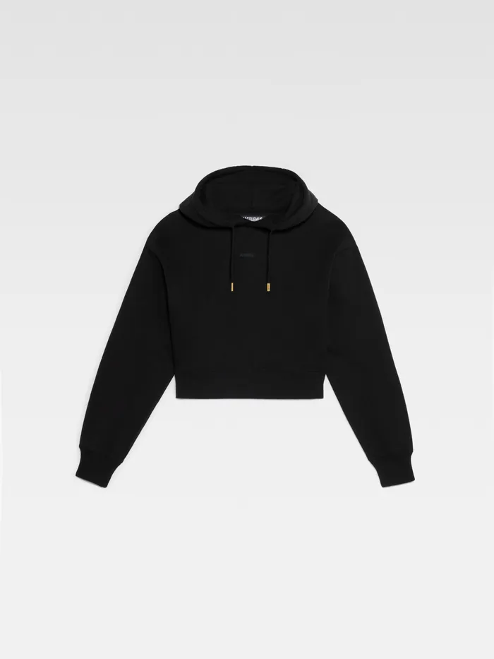 JACQUEMUS Sweatshirts and Joggings Grosgrain Logo Hoodie Black 8211 Women