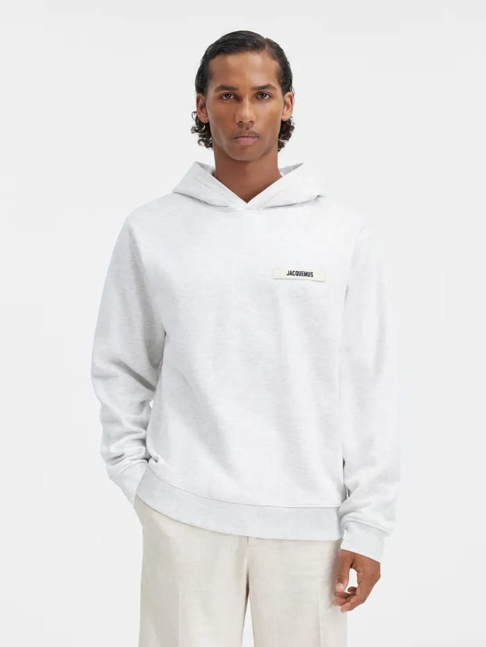 JACQUEMUS Sweatshirts and Joggings Grosgrain Logo Hoodie Grey 8211 Men