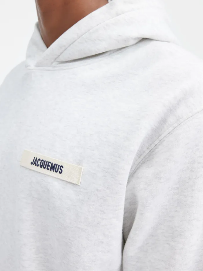 JACQUEMUS Sweatshirts and Joggings Grosgrain Logo Hoodie Grey 8211 Men