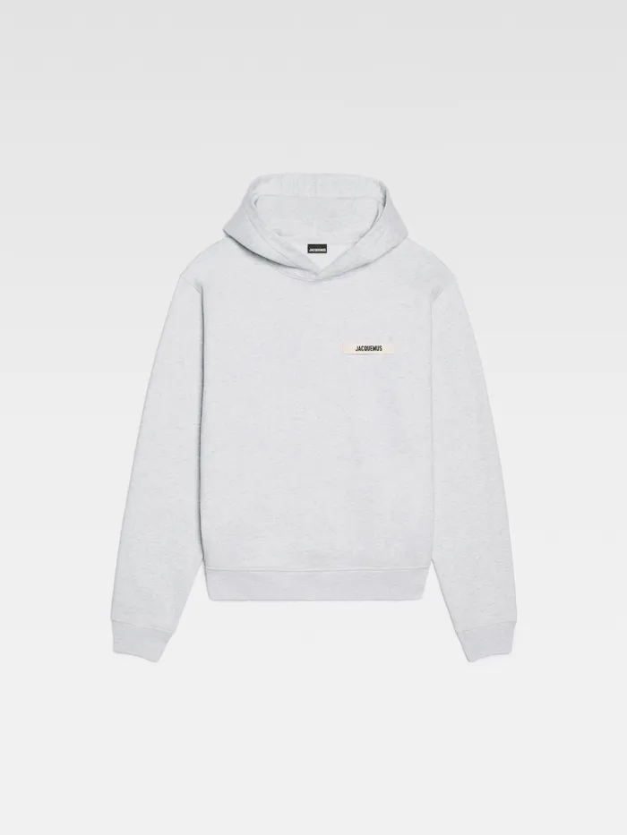 JACQUEMUS Sweatshirts and Joggings Grosgrain Logo Hoodie Grey 8211 Men