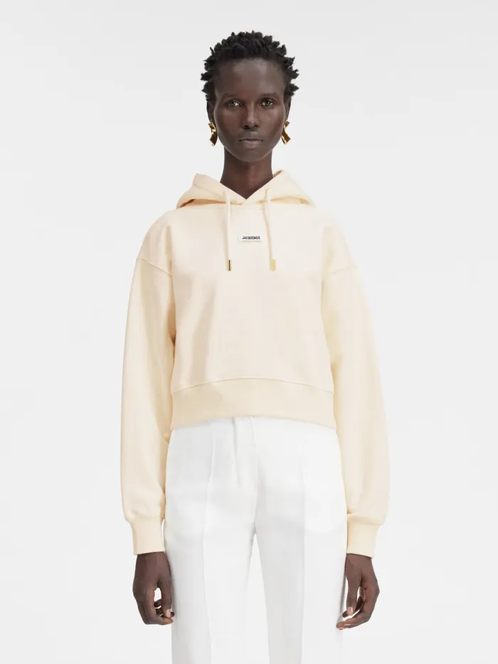 JACQUEMUS Sweatshirts and Joggings Grosgrain Logo Hoodie Light Beige 8211 Women