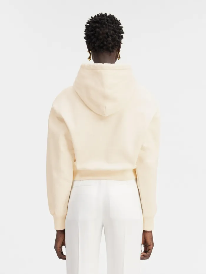 JACQUEMUS Sweatshirts and Joggings Grosgrain Logo Hoodie Light Beige 8211 Women