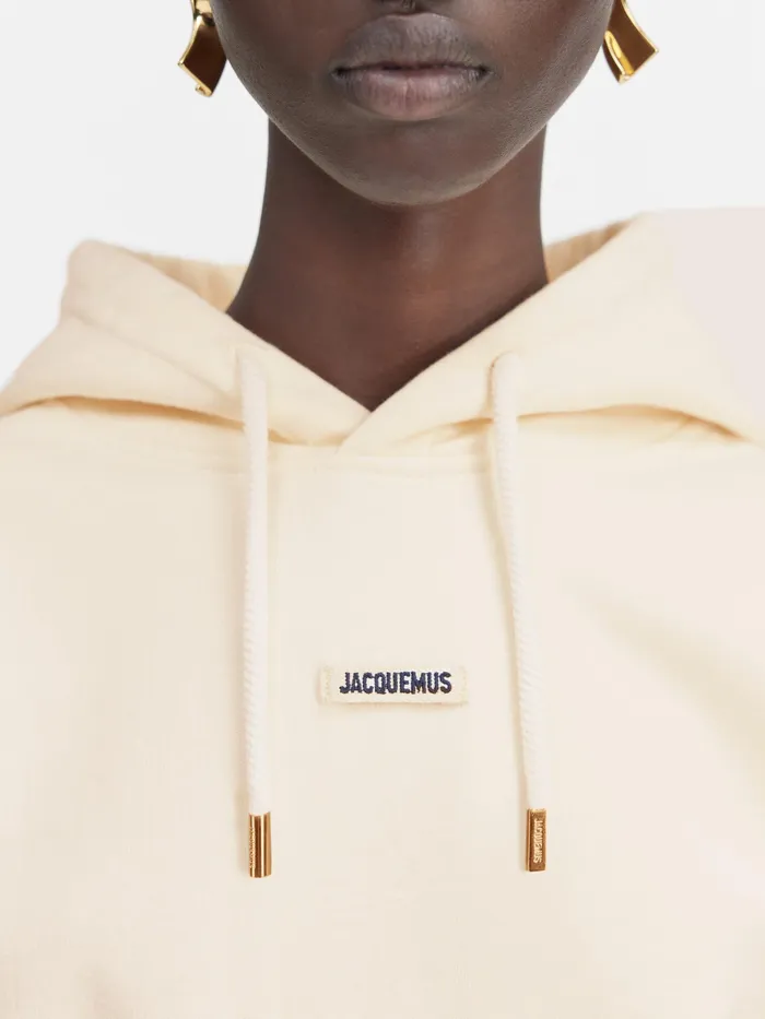 JACQUEMUS Sweatshirts and Joggings Grosgrain Logo Hoodie Light Beige 8211 Women