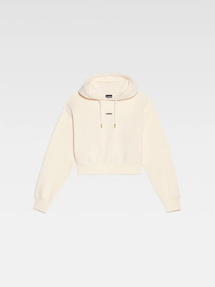 JACQUEMUS Sweatshirts and Joggings Grosgrain Logo Hoodie Light Beige 8211 Women