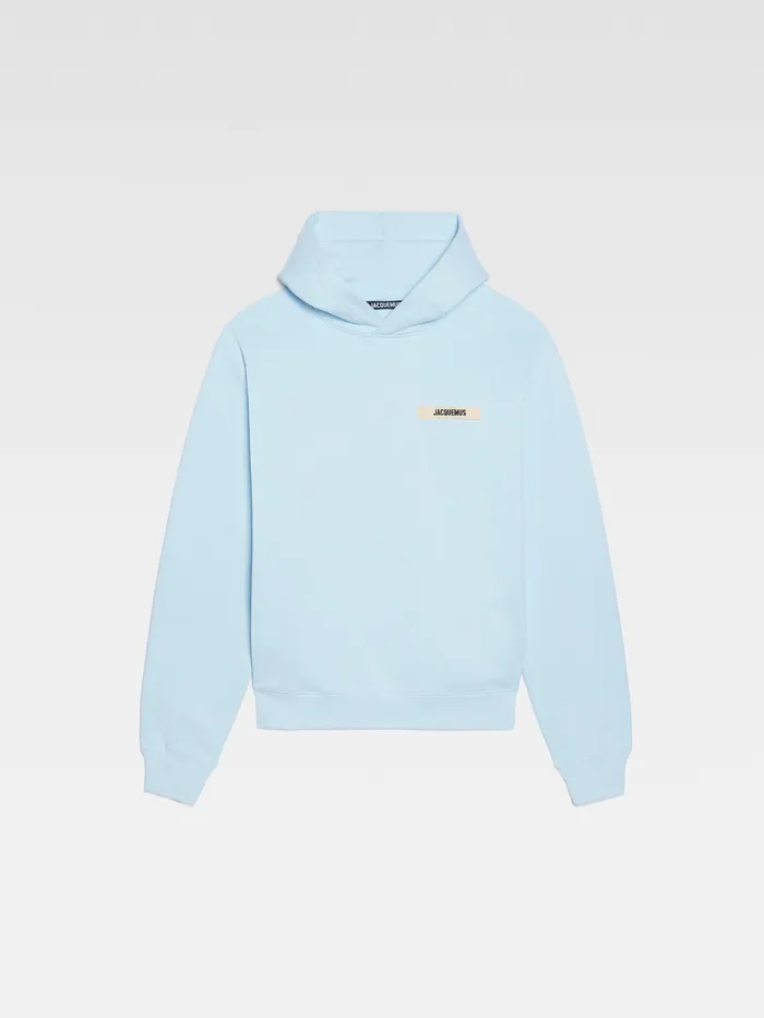 JACQUEMUS Sweatshirts and Joggings Grosgrain Logo Hoodie Light Blue 8211 Men