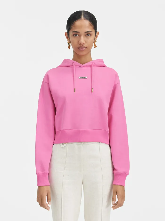 JACQUEMUS Sweatshirts and Joggings Grosgrain Logo Hoodie Pink 8211 Women